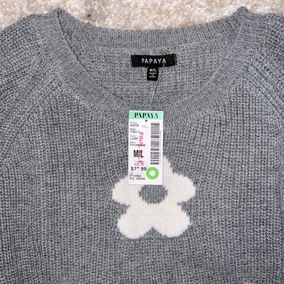 NEW! PAPAYA M/L COTTON FLORAL SWEATER - Picture 3 of 4